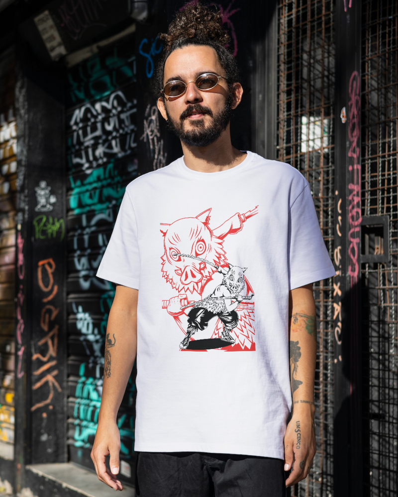 Inosuke Red Black & White - Demon Slayer T-Shirt Tee