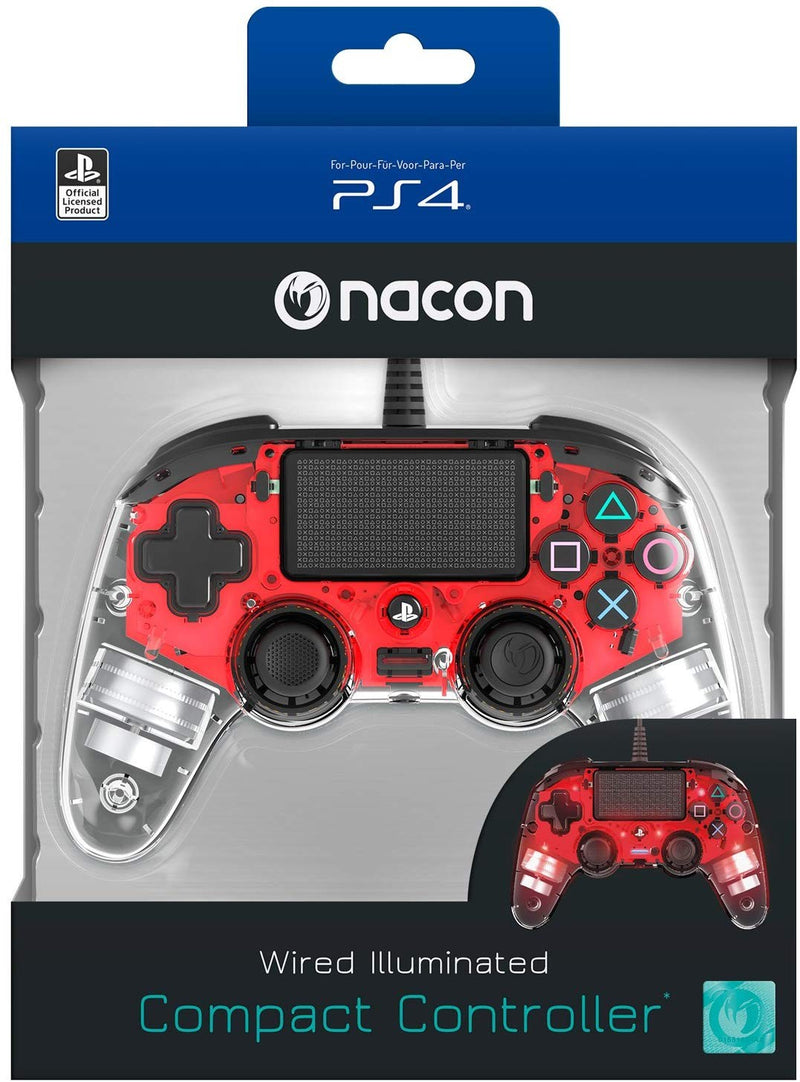 Nacon Pad Ps4 Wired Red Luminoso
