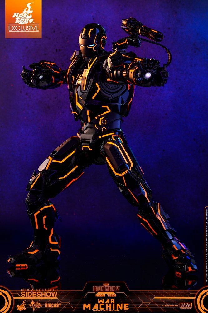 Iron Man 2 Movie Masterpiece Series Diecast Action Figure 1/6 Neon Tech War Machine Hot Toys Excl.