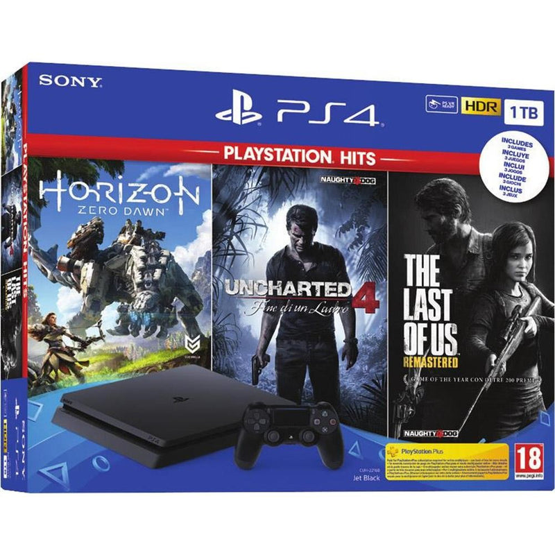 Playstation 4 1TB + Horizon ZD + The Last OU + Uncharted 4 (Hits)