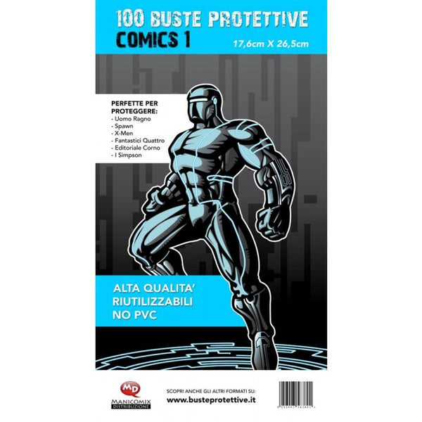 100 BUSTE PROTETTIVE COMICS 1 (17,6 X 26,5)